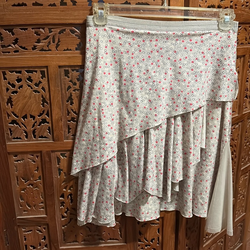 Free People Asymmetrical Knit Skirt with Accent Sheer Insert on Left Side